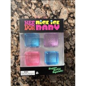 NeeDoh Nice Ice Baby 4 pack, Set of Four Nee Doh Mini Nice Cube Pink Blue Purple